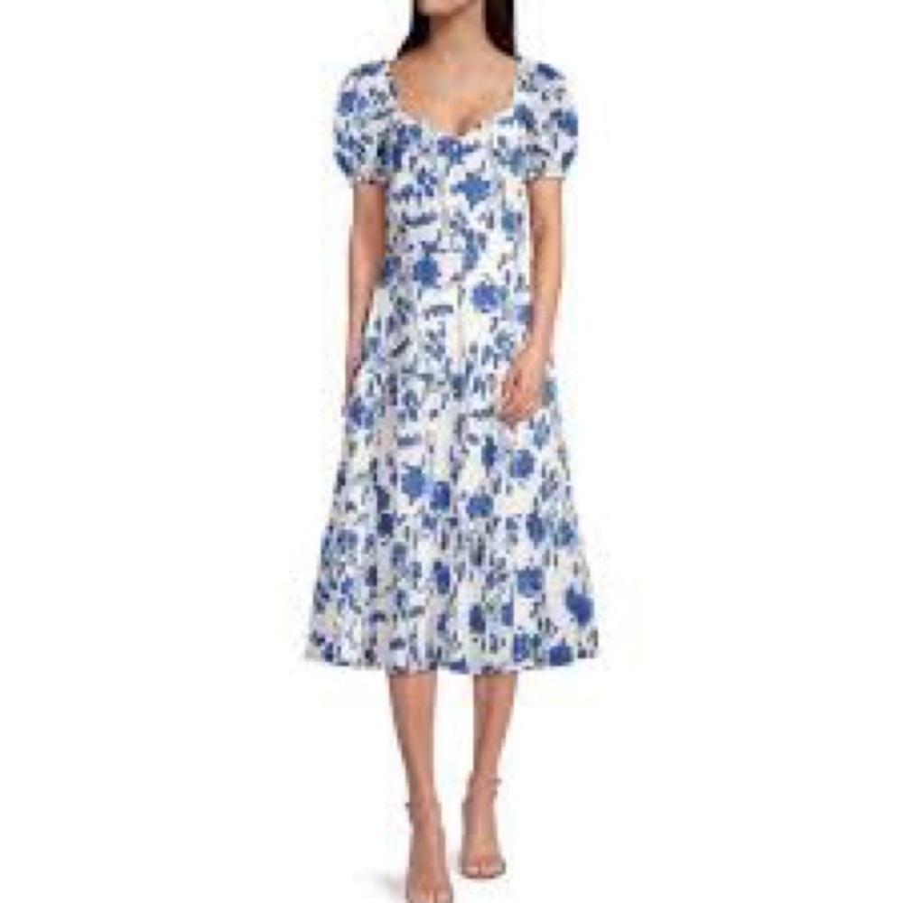 Rachel Parcell eyelet stencil tiered midi dress in Periwinkle XS - Picture 2 of 8